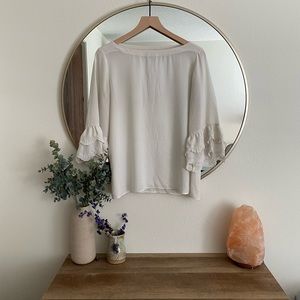 LOFT Brand Cream 3/4 Length Sleeve Blouse